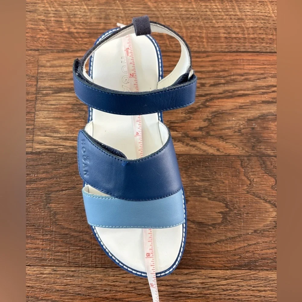 HOGAN Kids' Leather Sandals In Blue Made in Serbia